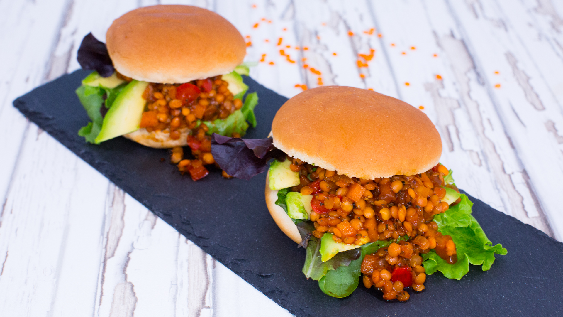 Vegane Burger Sloppy Joes Mit Linsen Avocado Und Salat