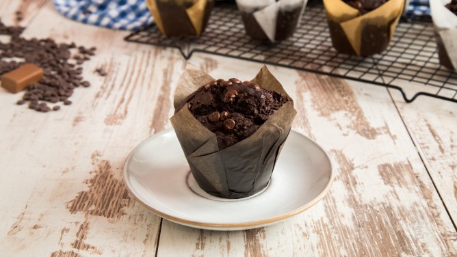 Bakery Style Schokoladenmuffins mit cremigem Nougat-Kern