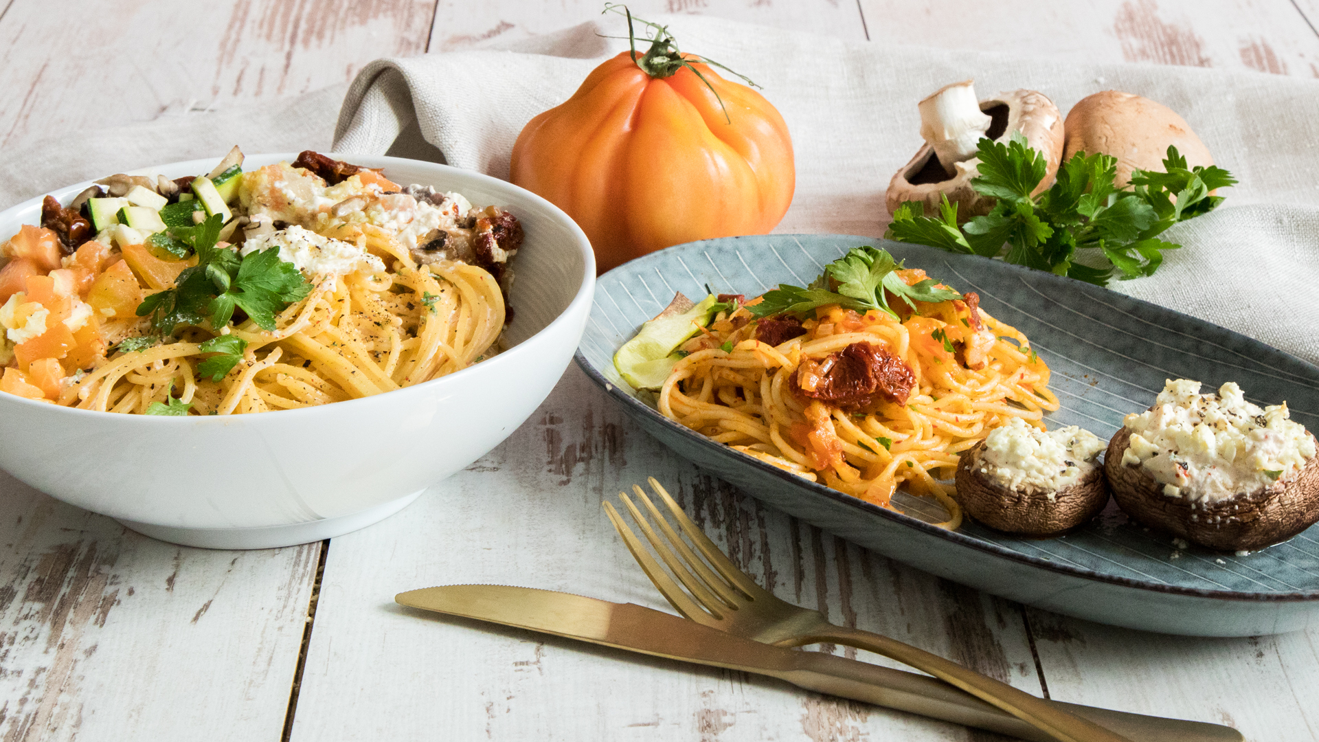 Schnelle Pasta-Rezepte mit Champignons, Zucchini &amp; Feta