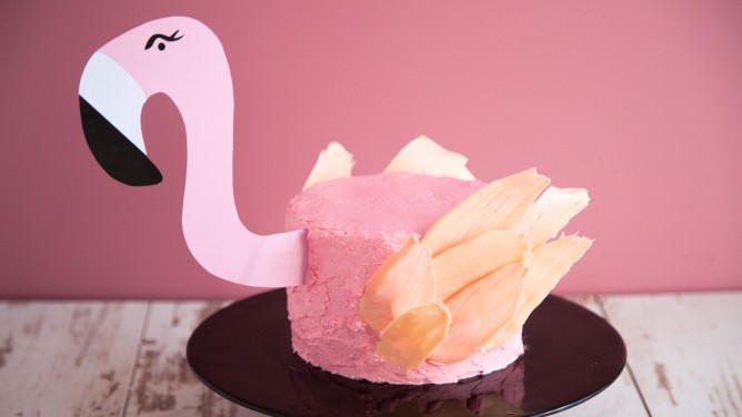 Süße Flamingo Brushstroke-Torte