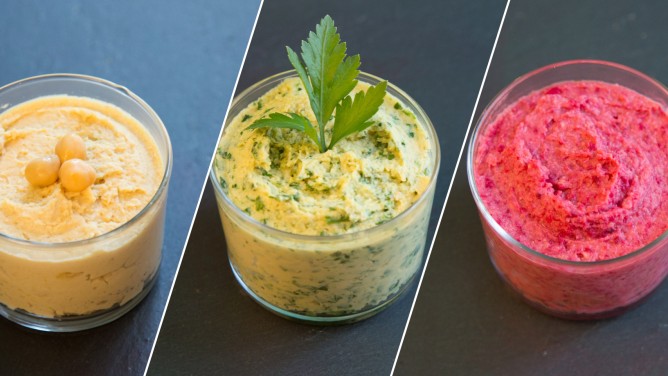Hummus in drei Varianten Hummus in drei Varianten