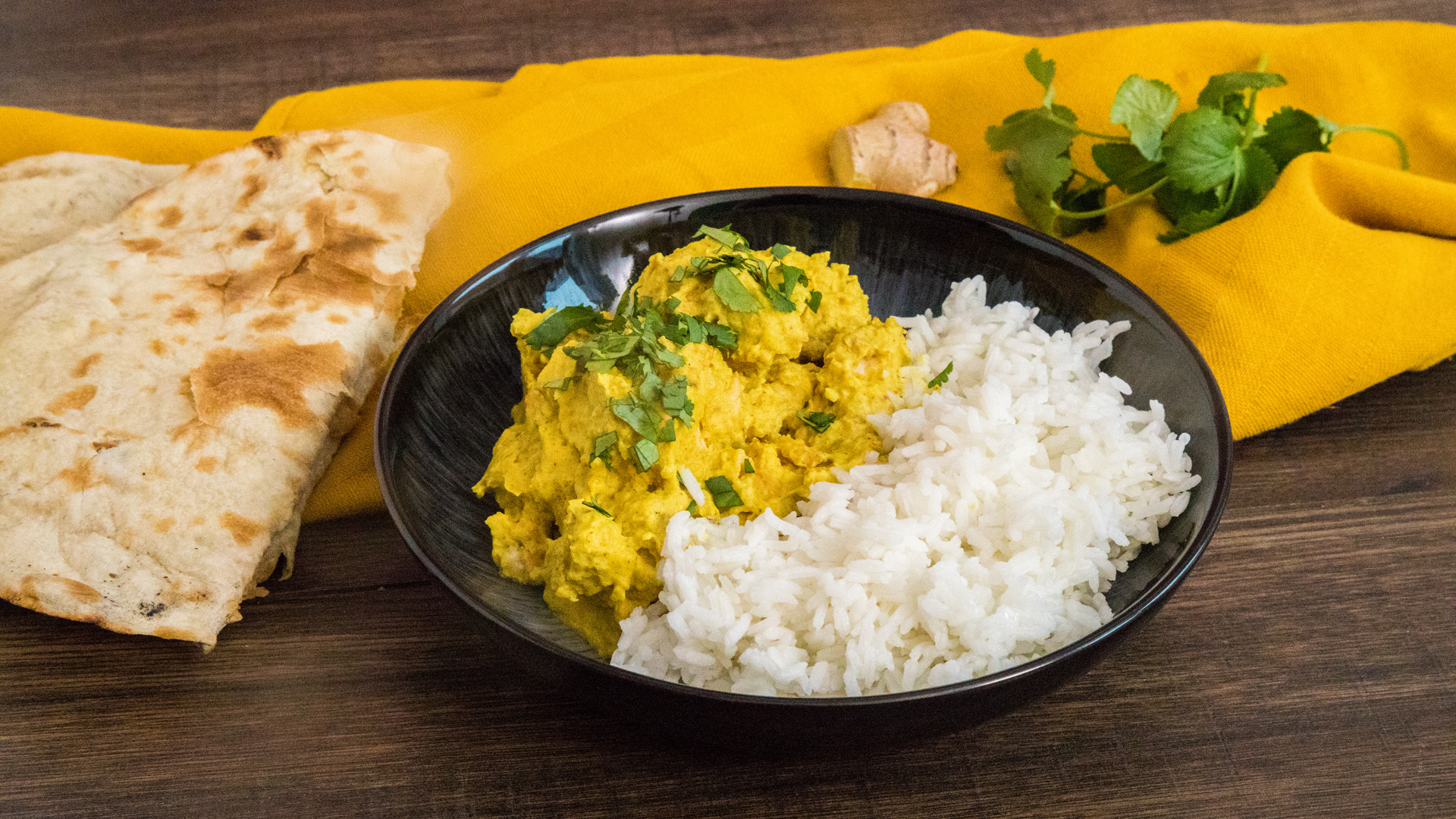 Veganes Chicken Korma mit Hähnchenfleisch aus Tofu