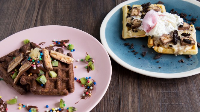 Süße Waffeln in verschiedenen Sorten Süße Waffeln in verschiedenen Sorten